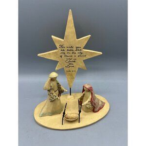 Blossom Bucket Nativity Set Star Luke 2:11 Scriptural Verse Figurine Christmas